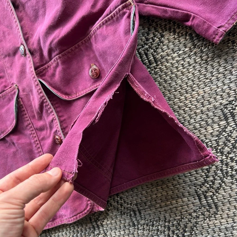 Vintage Duck Jacket Womens Small Purple Canvas Corduroy Wildlife Mallard Barn - Picture 5 of 9